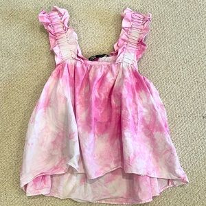 Zara Pink Tie-Dye Poplin Top